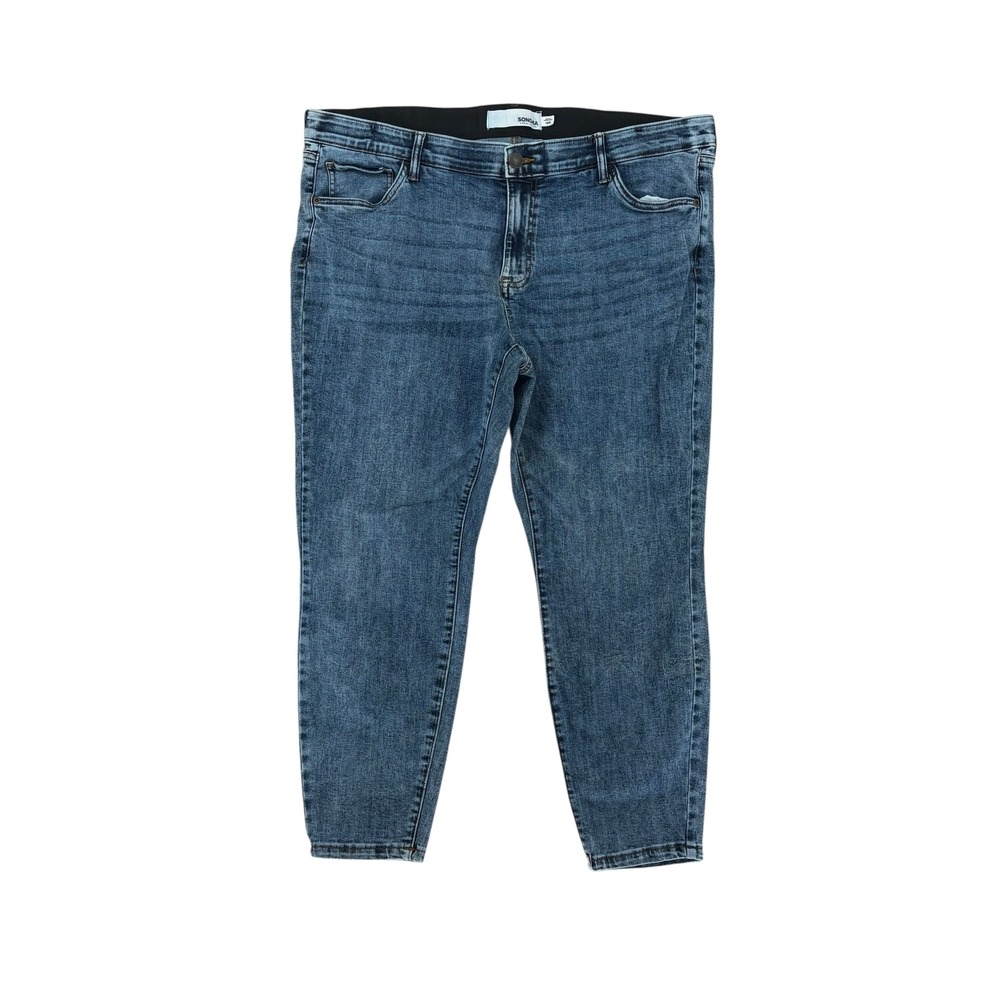 SONOMA Goods For Life Women's 18W‎ Blue Wash Denim Jeans Elastic Waist Ankle